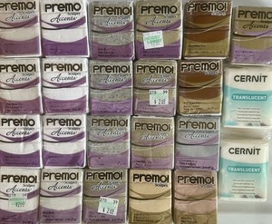 PREMO Clay - 23 2-ounce bars of TRANSLUCENT/WHITE/NEUTRAL clay