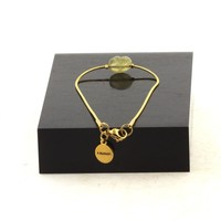 Mineralien Und Edelsteine. Armband Aus Vergoldetem Edelstahl Mit 1 Apatit-Perle