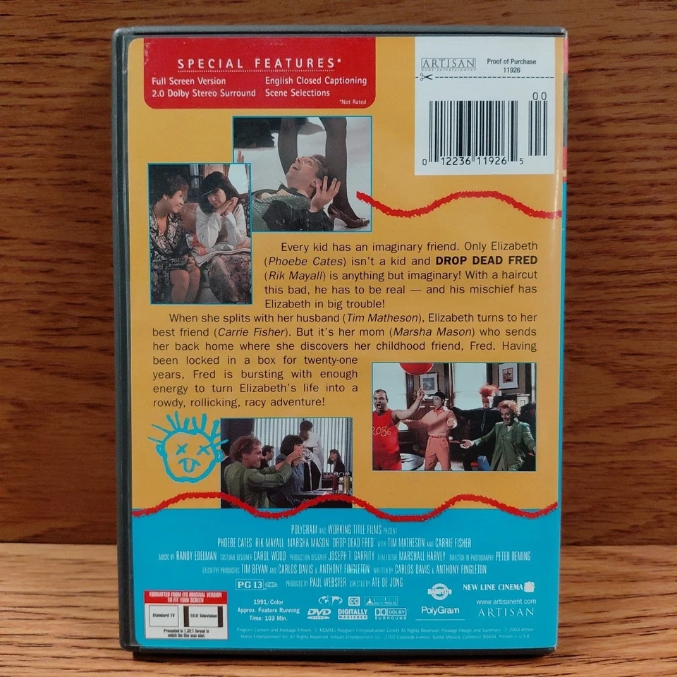 Drop Dead Fred (DVD, 1991) Phoebe Cates Rik Mayall Carrie Fisher 90s Comedy OOP - Image 2 of 4