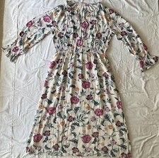 Old Navy Floral Midi Dress-Large 3/4 Sleeve Summer Beach Vacation Boho Casual