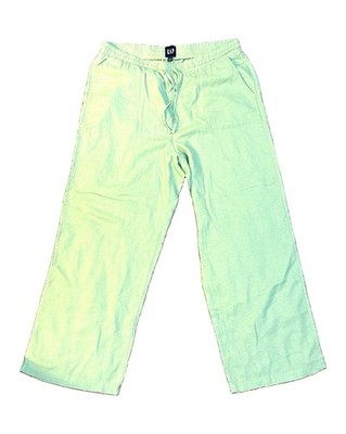 GAP Men's Green Linen Pants Elastic Drawstring Waist 34 L