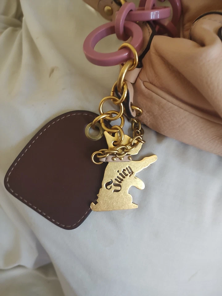 BOLSO HOBO GRANDE JUICY COUTURE Y2K CUERO ROSA CADENA AUDAZ ACENTO Foto 2 de 4