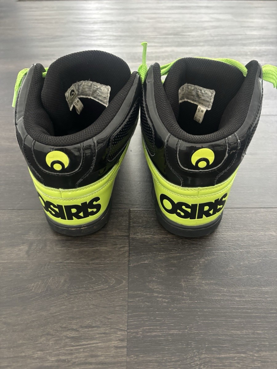 RARE Osiris NYC 83 Neon Green Black Bronx Rare Y2K Skate Hi Men's