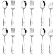 12 Pieces Toddler Utensils Set, Stainless Steel Kids Silverware Set, Food-gra...
