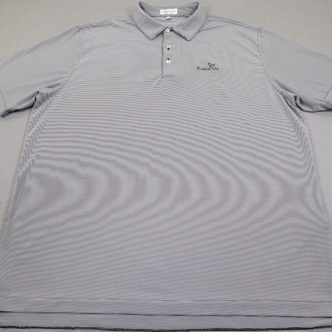 Peter Millar Polo Shirt Mens XL Gray Stripe Summer Comfort Kukui'ula Resort Golf