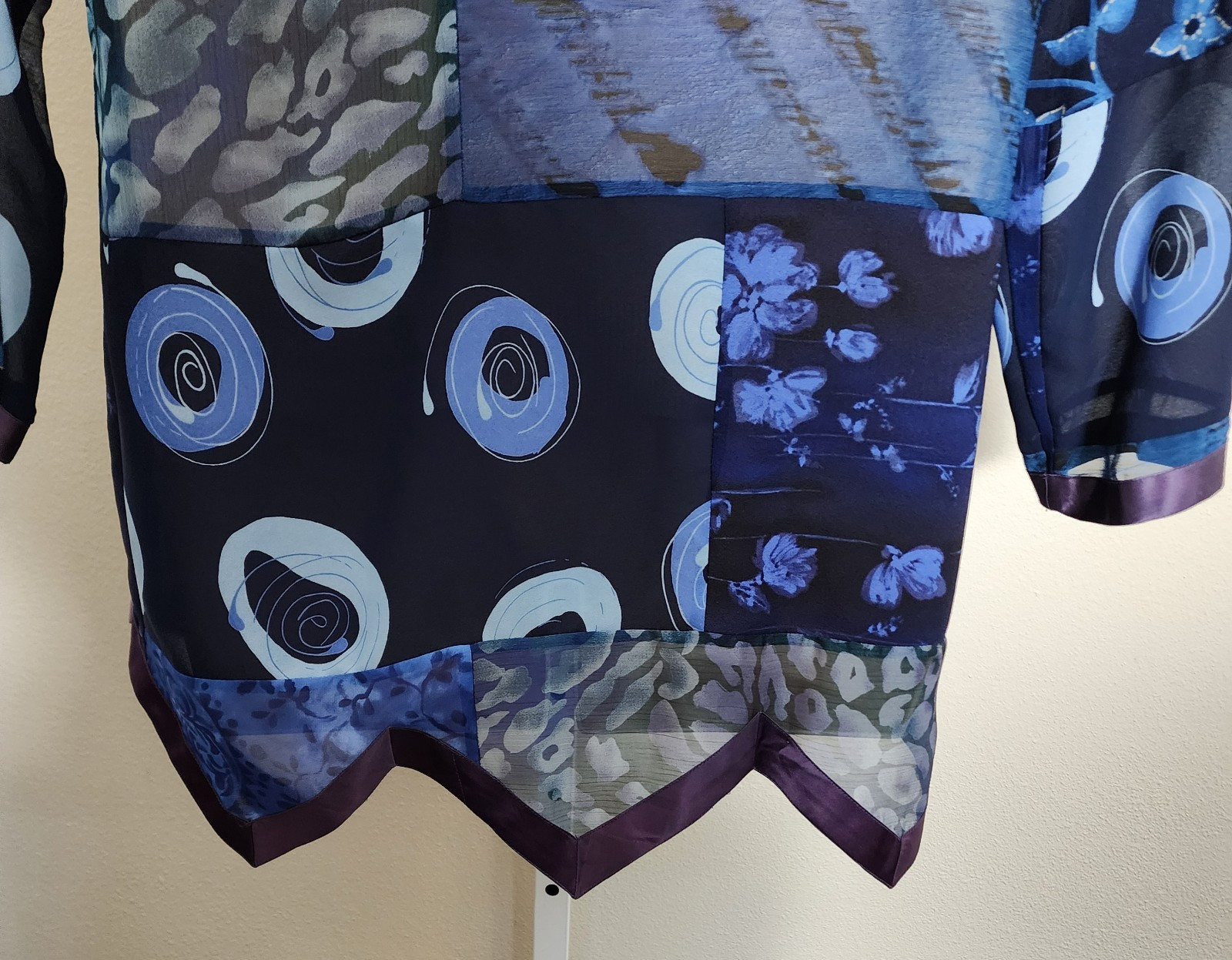 Maggie Shepherd Jacket Blue Patchwork Mixed Print… - image 7