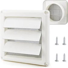 Cenipar 6" Louvered Vent Cover for External Wall 6 Inch Active Louver, White 