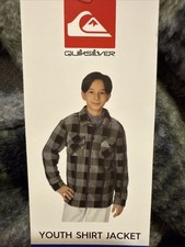 Quiksilver Youth Boy's Fleece Shirt Jacket Green Snap Up Flannel Size L 14/16
