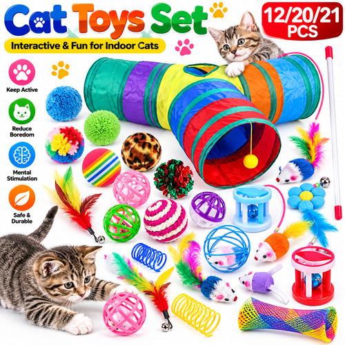 12/20/21x Pet Cat Bells Mouse Toys Kitten Interactive Indoor Toys Bulk Ball Toys