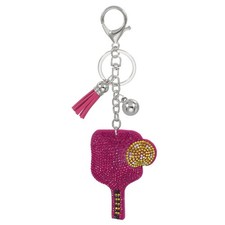 Rhinestone Keychain, Pickleball Bling Keychain Purse Charm, Rose Red