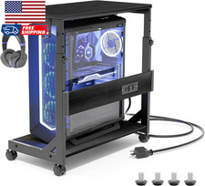 Height Adjustable Computer Tower Stand with Charge Station and USB Charging Port