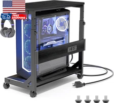 Height Adjustable Computer Tower Stand with Charge Station and USB Charging Port