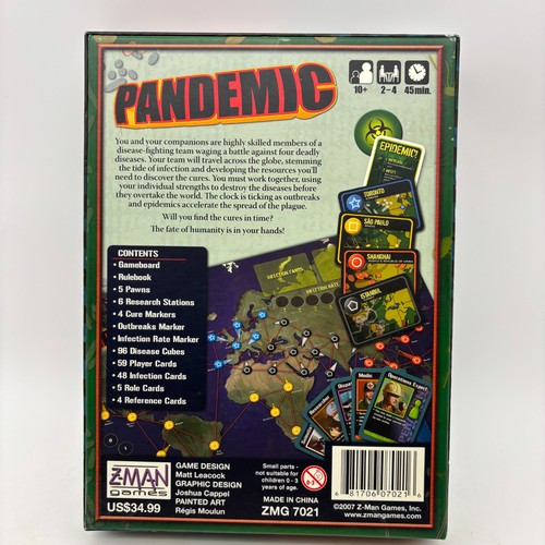 Pandemic First Edition COMPLETE Z-Man Games 2007 Strategy Cooperative - Picture 2 of 9