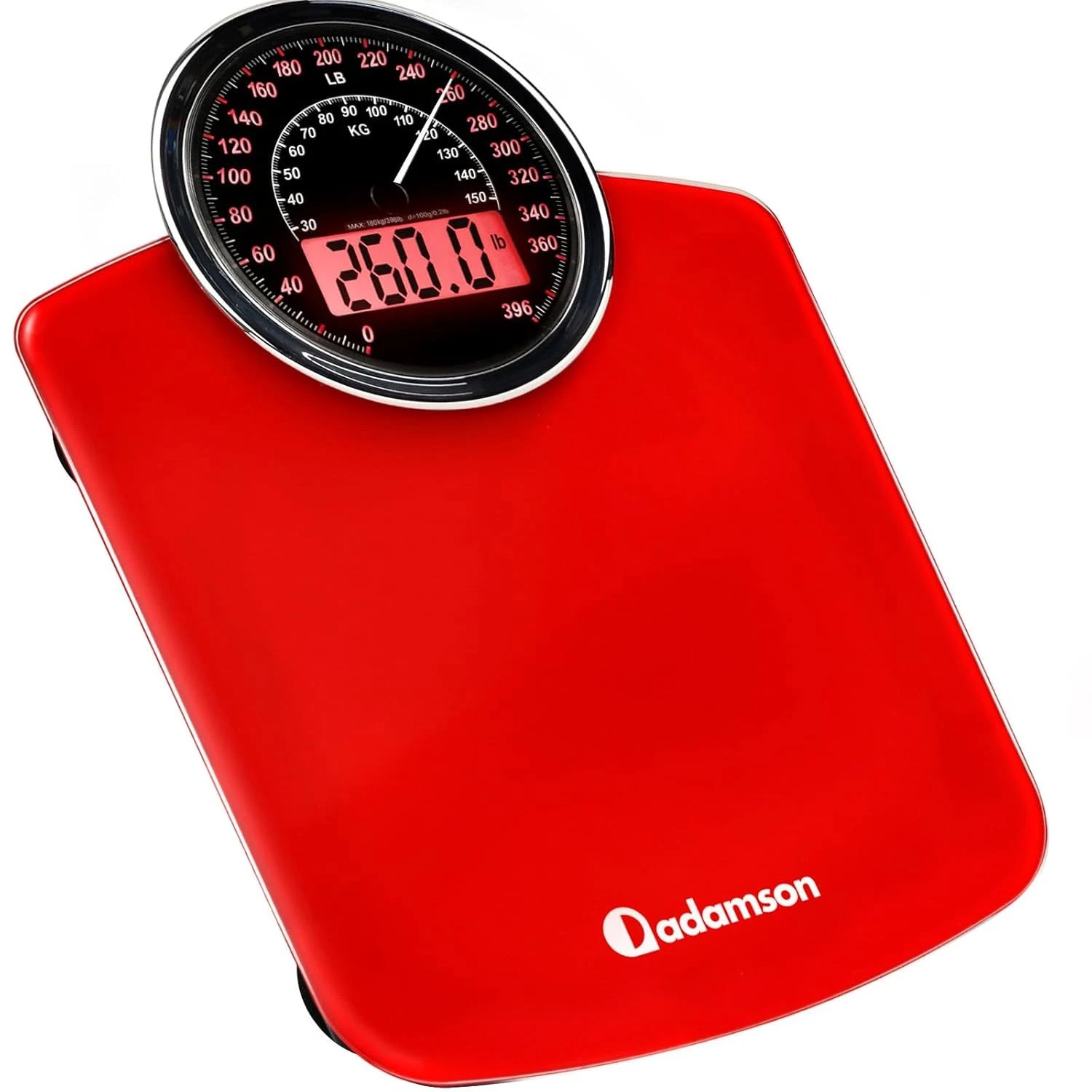 Adamson Hybrid 2-in-1 Analog & Digital Weighing Scale for Body Weight up Red