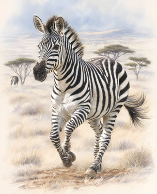 8x10 Running Zebra Airy Savanna Art Print - 316018705