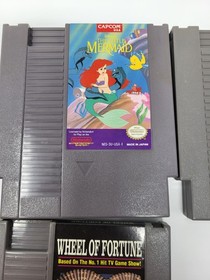 Lot of 4 Game Cartridges for the NES! Little Mermaid, Wheel Of Fortune, Top Gun
