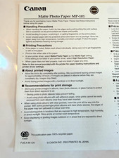 Canon 50 Sheets Matte Photo Paper 8.5" X 11" Pixma MP-101 Printer Photo Paper