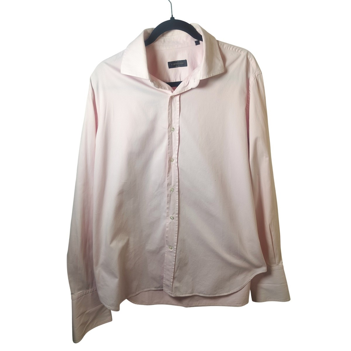 corneliani dress shirts Corneliani Mens Light Pink Cotton Twill Dress Shirt Made in Italy Size 17.5  44
