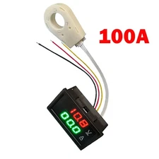 1PC 100A 0.1A Hall Current Voltmeter Dual Digital Display DC 5V-100V DC 0-300V ±