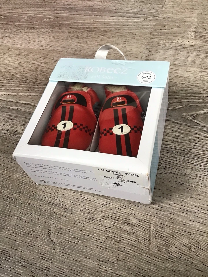 Zapatos Robeez Niño Suelas Suaves Coche de Carreras Rojo Talla 6-12 Meses Nuevos En Caja Foto 2 de 4