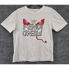 Fendi Fiend Roma Amor T Shirt Mens S White Graphic Tee Devil Italy FY0936 A6ZO