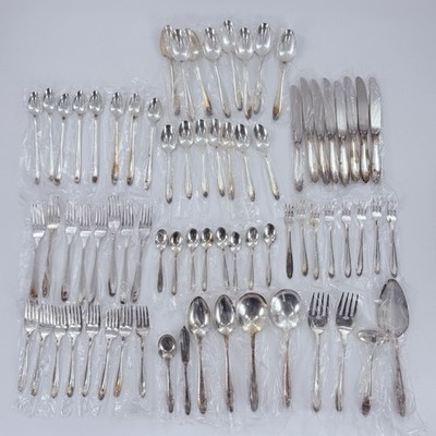 Vtg Eldan Nickel Silver  ELD15 Prelude Flatware Set Service For 8 Unused 74pc