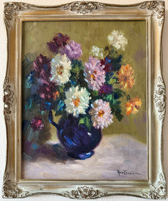 Vintage Original Signed Oil Painting Floral Still Life Listed Artist Framed Art