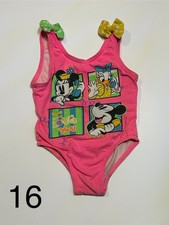 Vintage Mickey Co. Girls Pink One Piece Swimsuit 3T Minnie Daisy Mickey Bow