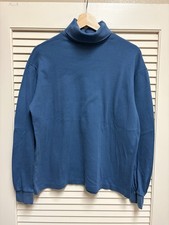 VTG Woolrich Turtleneck Mens L USA Made Blue Cotton Minimal Classic Long Sleeve