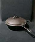 Vintage Unmarked Wagner #8 Cast Iron Chicken Fryer Deep Skillet w/Lid Heat Ring