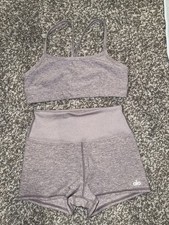 Alo Soft Set-Gratitude Sports Bra And Aura High Waisted Carefree Shorts Size S