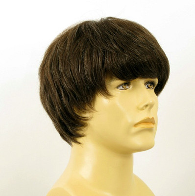 Perruque Homme 100% Cheveux Naturels Châtain - Court, Bonnet Moyen, Marque Générique, Neuf Avec étiquettes