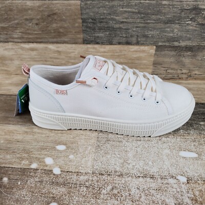 Skechers Bobs Copa Womens Shoes Sz 10 Skate White Lace-Up Low Top Sneakers