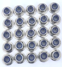 M6-1.0mm Titanium Flange Hex Nylon Locking Nuts - Car Truck Motorcycle (Qty. 25)
