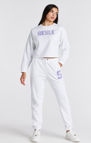 SikSilk Girl's Varsity Logo Cropped Crew Sweater - White 11-12 Years - Picture 4 of 5