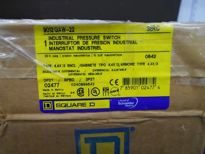 SQUARE D 9012 GAW-22 INDUSTRIAL PRESSURE SWITCH