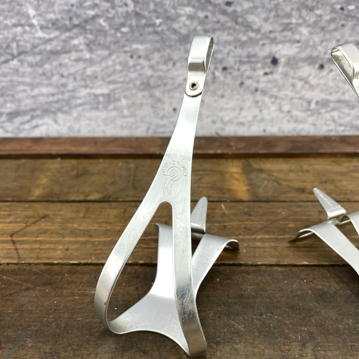 Vintage Campagnolo Record Toe Clip Set Brev Inter Alloy Wing