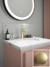 Clear Glass Bathroom Splashback Brushed Brass Caps Wall Panel 600x250x4mm