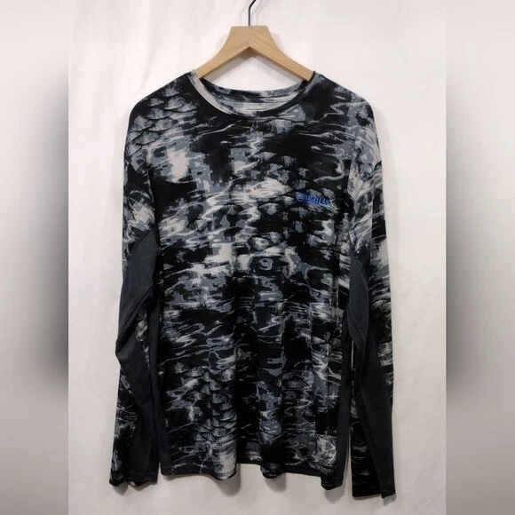 Magellan Outdoor Classic Fit Fishing Shirt Mens 2XL Black White Artsy Retro Boho