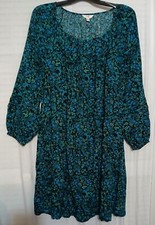 Terra & Sky Shirred Mini Dress Small Ditsy/Black Soot Sizes: 2X, 3X or 4X