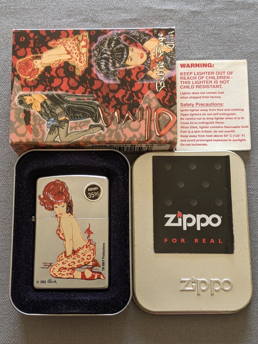 2004 OLIVIA DE BERARDINIS BETTIE PAGE SHE DEVIL PINUP GIRL ZIPPO
