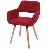Esszimmerstuhl HWC-A50 Ii, Lehnstuhl, Retro 50Er Jahre Design Textil, Purpurrot