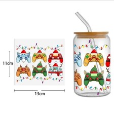 1 Piece Video Game UV DTF Cup Wrap, Transfer Stickers for smooth surfaces christ