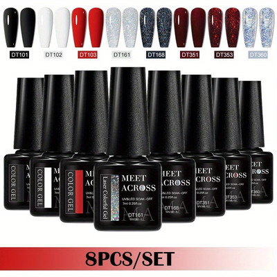 MEET ACROSS 8-teiliges Set bunter Gel-Nagellack