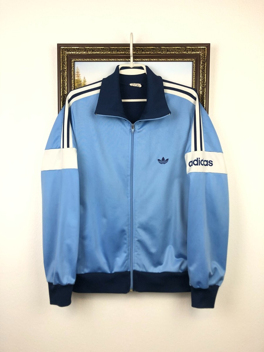 Vintage 80's Adidas Blue Nylon Track Top Jacket Mens