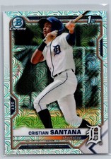 2021 bowman mega box baseball cristian santana 1st chrome mojo refractor #186