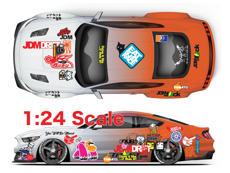 JDM Racing Water Slide Decal White Toner  1/24 - 1/28 RC Model Dicast Hot! #374 - Image 4 of 4