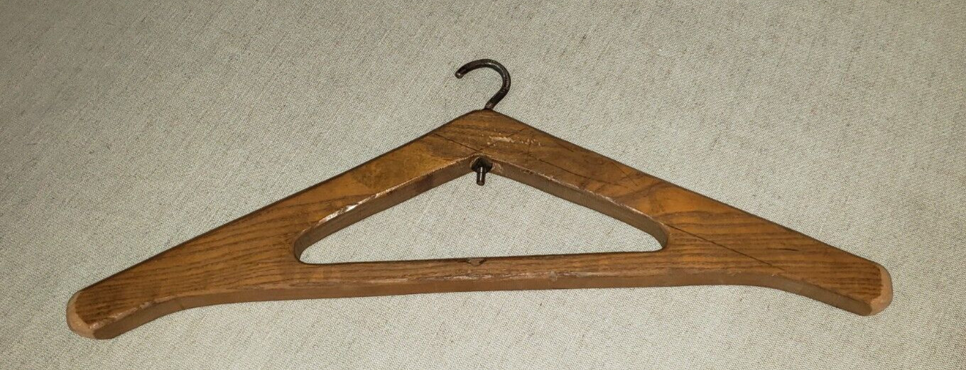 ANTIQUE LARGE WOODEN HANGER VINTAGE VESTMENT STORAGE 2 Gem