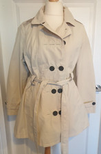 Rocha John Rocha Debenhams Womens Cream Belted Jacket Mac Trench Coat Size 18