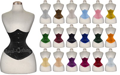 Heavy Duty 26 Double Steel boned Tight Lacing Under Bust Satin Corset 450-S